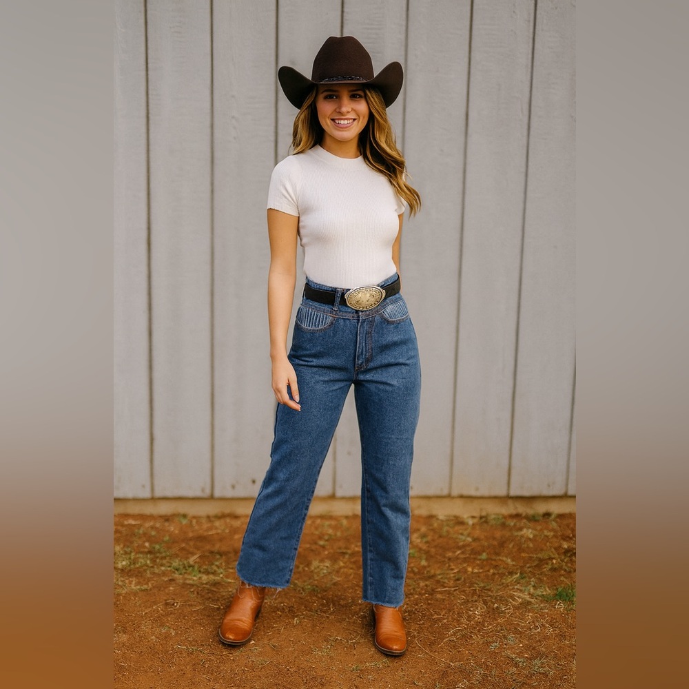 Vintage Jordache high waisted western raw hem Jean Size 27